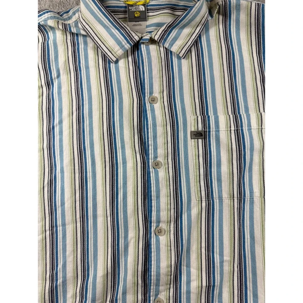 The North Face A5 Series Shirt Men's Large Striped Button Front Short Sleeve